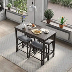 Ensemble table de bar hauteur comptoir noire et grise avec tabourets de selle, 4 places