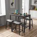 Ensemble table de bar hauteur comptoir noire et grise avec tabourets de selle, 4 places