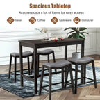 Ensemble table de bar hauteur comptoir noire et grise avec tabourets de selle, 4 places