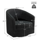 Fauteuil à accent pivotant en velours noir, barillet, individuel