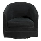 Fauteuil à accent pivotant en velours noir, barillet, individuel