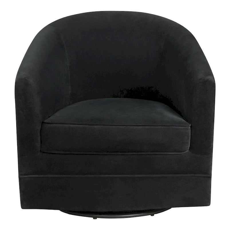 Fauteuil à accent pivotant en velours noir, barillet, individuel