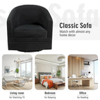 Fauteuil à accent pivotant en velours noir, barillet, individuel