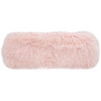 Pouffe en véritable peau de mouton avec pieds en acrylique, blanc / rose poudré, 1 place