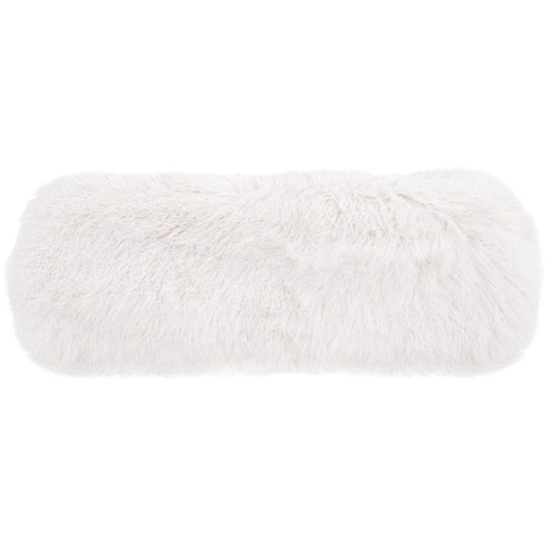 Pouffe en véritable peau de mouton avec pieds en acrylique, blanc / rose poudré, 1 place