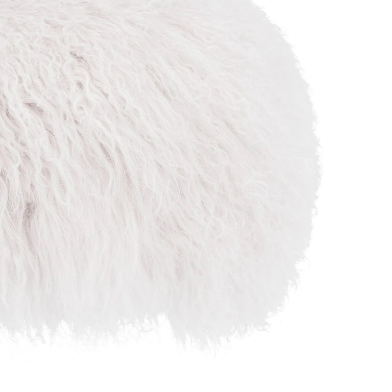 Pouffe en véritable peau de mouton avec pieds en acrylique, blanc / rose poudré, 1 place