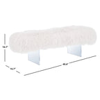 Pouffe en véritable peau de mouton avec pieds en acrylique, blanc / rose poudré, 1 place