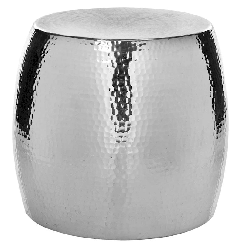 Table d'appoint / Tabouret rond, Gris foncé / Argent / Blanc, 1 place