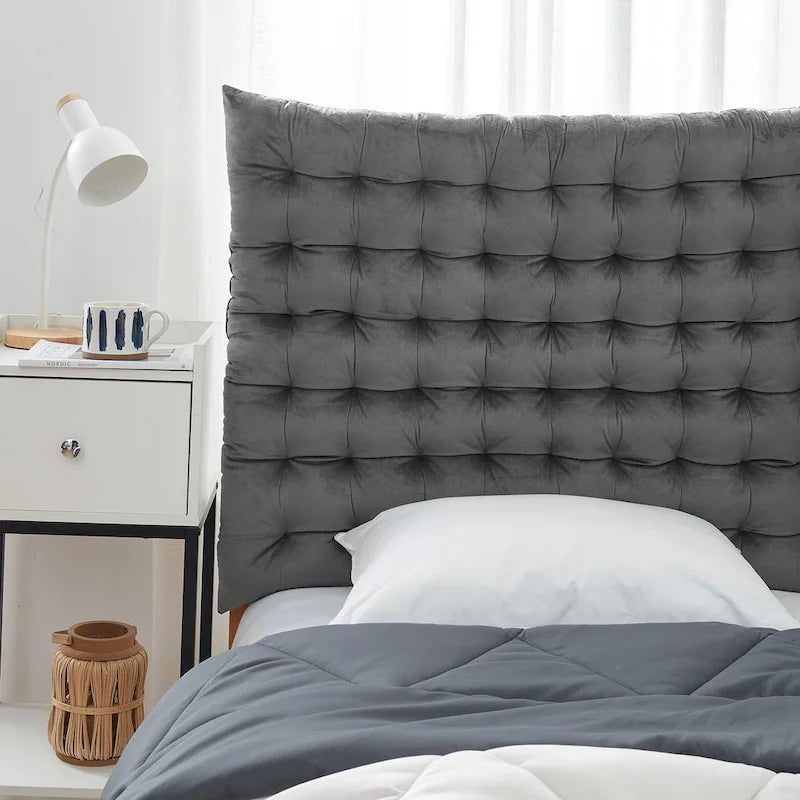 Tête de lit capitonnée en velours – Lit simple/Lit simple XL, multicolore, 1 personne