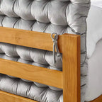 Tête de lit capitonnée en velours – Lit simple/Lit simple XL, multicolore, 1 personne