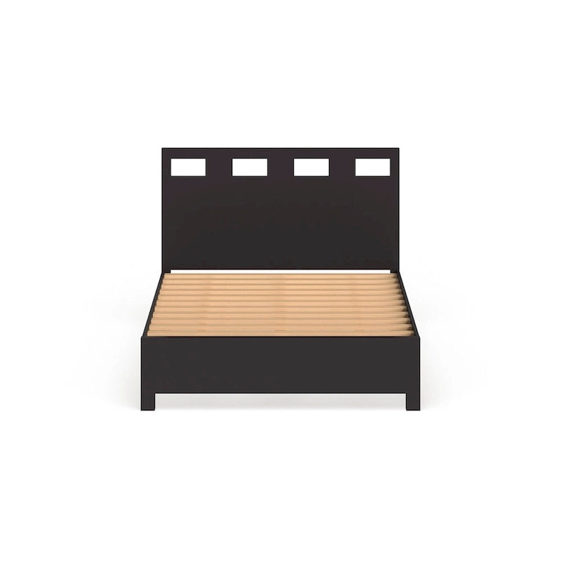 Lit de rangement expresso brun, style plateforme, 1 place
