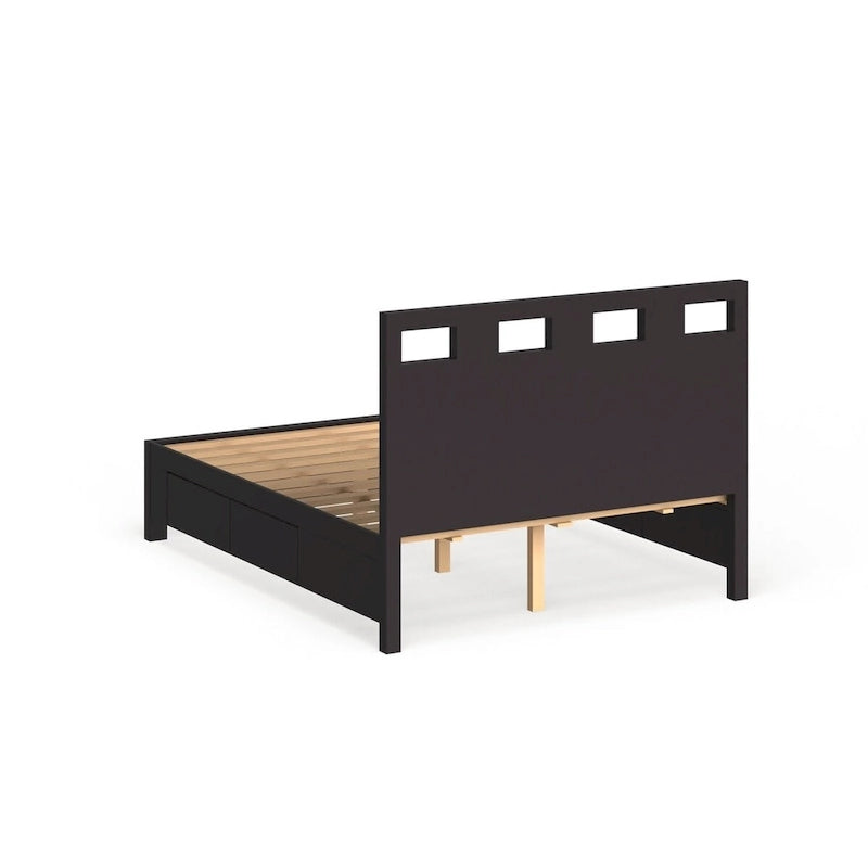 Lit de rangement expresso brun, style plateforme, 1 place