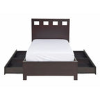 Lit de rangement expresso brun, style plateforme, 1 place