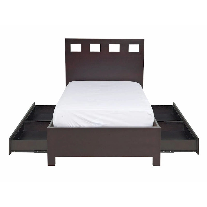 Lit de rangement expresso brun, style plateforme, 1 place