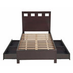 Lit de rangement expresso brun, style plateforme, 1 place