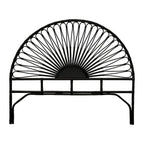 Tête de lit rayonnante en rotin noir – Grand lit/Très grand lit, Lit simple