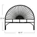 Tête de lit rayonnante en rotin noir – Grand lit/Très grand lit, Lit simple