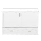 Lit escamotable grand lit/deux places blanc/gris avec tiroirs et ports USB, pour 1 à 2 personnes