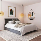Tête de lit de rangement blanc/noir/ébène avec étagères latérales – Lit simple/double/Queen, 1 à 2 personnes