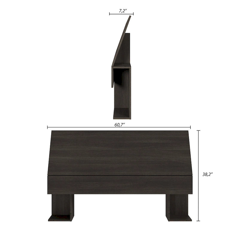 Tête de lit de rangement blanc/noir/ébène avec étagères latérales – Lit simple/double/Queen, 1 à 2 personnes