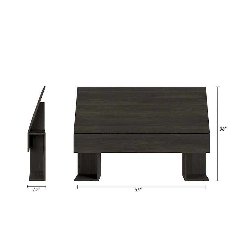 Tête de lit de rangement blanc/noir/ébène avec étagères latérales – Lit simple/double/Queen, 1 à 2 personnes