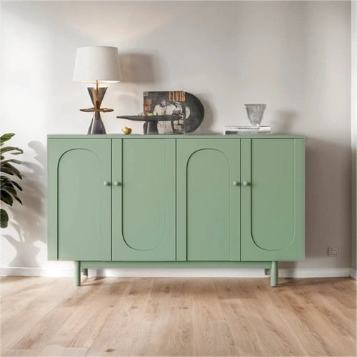 Armoire de rangement 4 portes, style minimaliste, blanc/vert menthe, monobloc