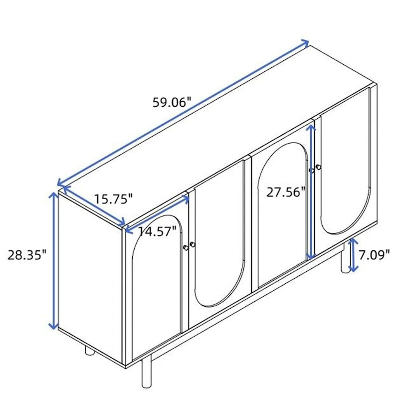Armoire de rangement 4 portes, style minimaliste, blanc/vert menthe, monobloc