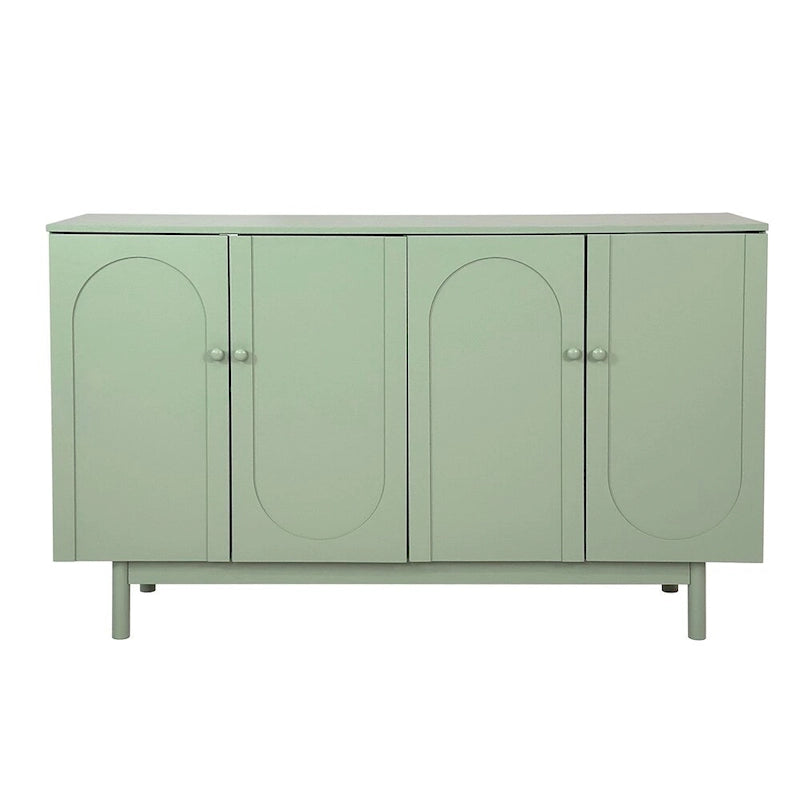 Armoire de rangement 4 portes, style minimaliste, blanc/vert menthe, monobloc