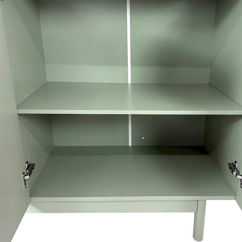 Armoire de rangement 4 portes, style minimaliste, blanc/vert menthe, monobloc