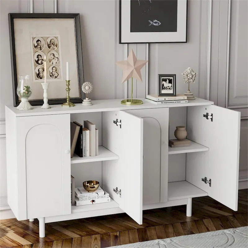 Armoire de rangement 4 portes, style minimaliste, blanc/vert menthe, monobloc