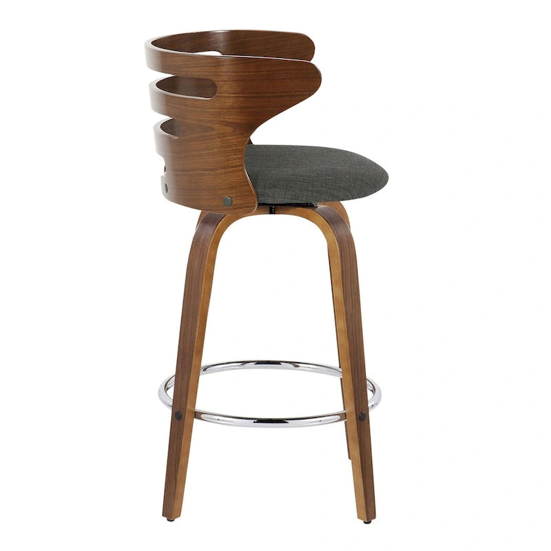 Tabouret de comptoir mi-siècle en similicuir/tissu multicolore, hauteur fixe, lot de 2