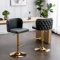 Tabouret de bar pivotant en similicuir avec dossier capitonné, lot de 2 (Gris foncé / Bourgogne / Beige / Marron / Noir)