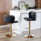 Tabouret de bar pivotant en similicuir avec dossier capitonné, lot de 2 (Gris foncé / Bourgogne / Beige / Marron / Noir)