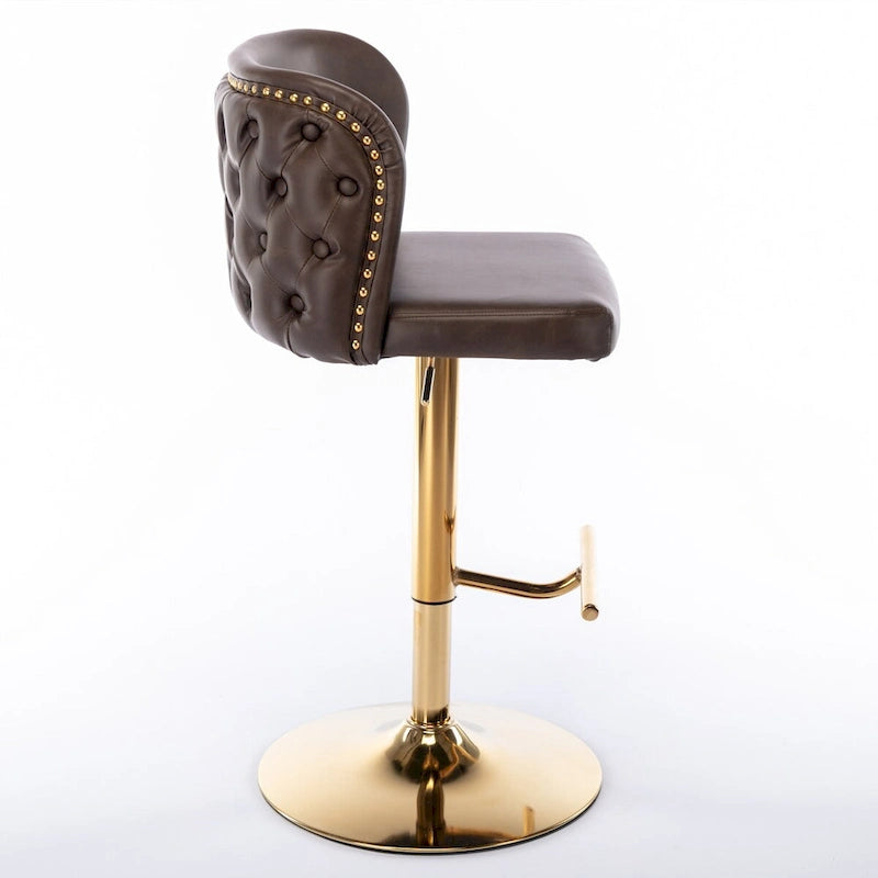 Tabouret de bar pivotant en similicuir avec dossier capitonné, lot de 2 (Gris foncé / Bourgogne / Beige / Marron / Noir)