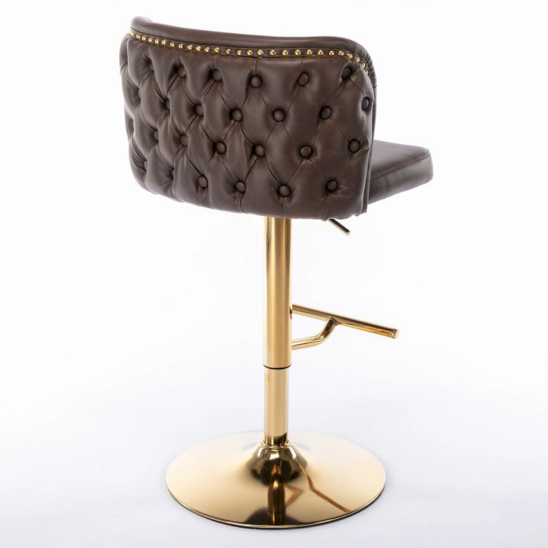Tabouret de bar pivotant en similicuir avec dossier capitonné, lot de 2 (Gris foncé / Bourgogne / Beige / Marron / Noir)