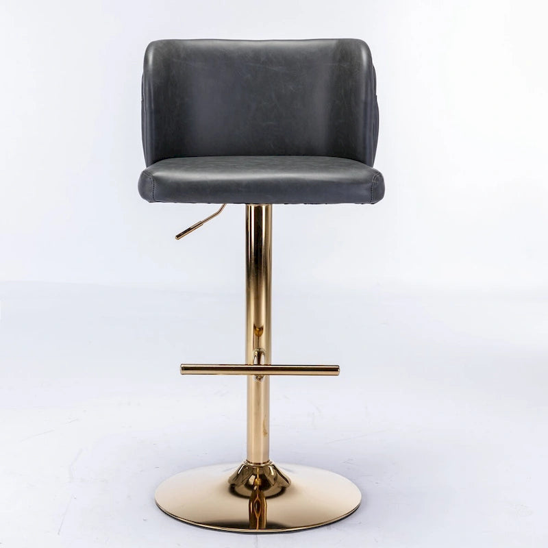 Tabouret de bar pivotant en similicuir avec dossier capitonné, lot de 2 (Gris foncé / Bourgogne / Beige / Marron / Noir)
