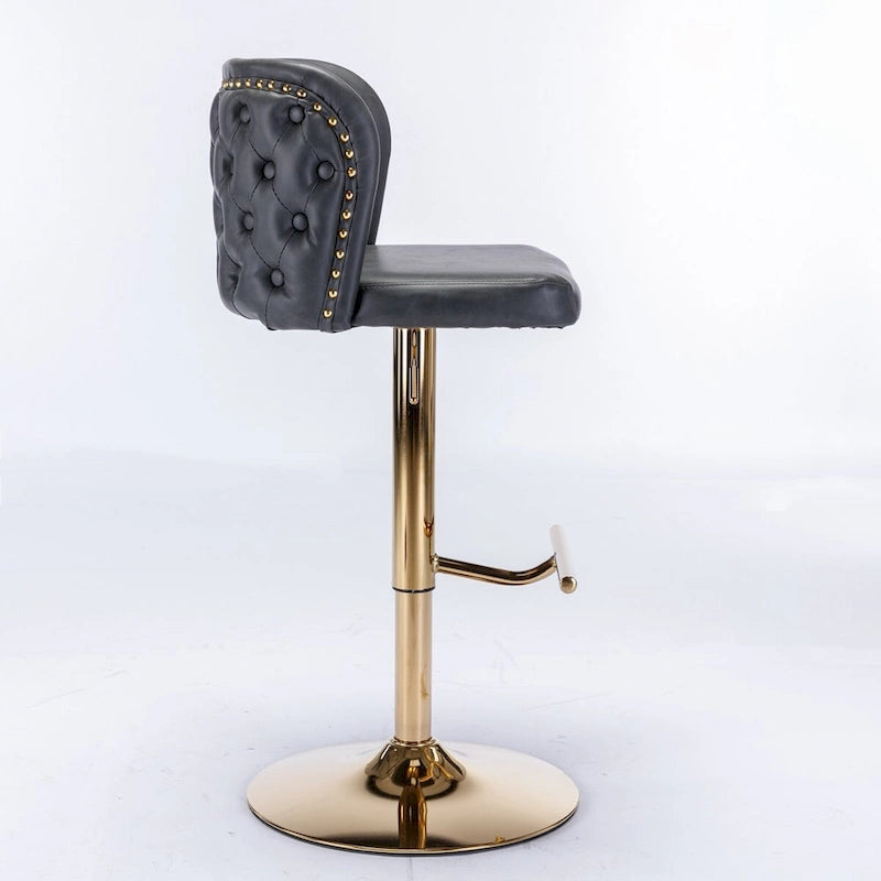 Tabouret de bar pivotant en similicuir avec dossier capitonné, lot de 2 (Gris foncé / Bourgogne / Beige / Marron / Noir)