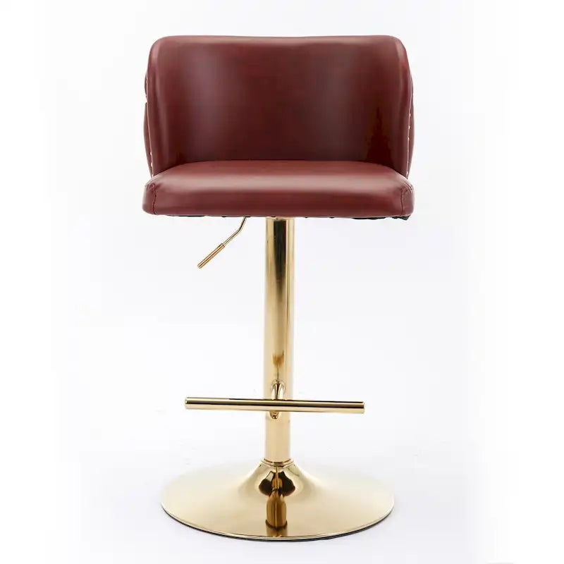 Tabouret de bar pivotant en similicuir avec dossier capitonné, lot de 2 (Gris foncé / Bourgogne / Beige / Marron / Noir)