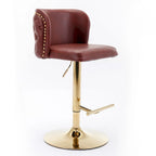 Tabouret de bar pivotant en similicuir avec dossier capitonné, lot de 2 (Gris foncé / Bourgogne / Beige / Marron / Noir)