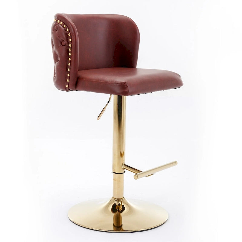 Tabouret de bar pivotant en similicuir avec dossier capitonné, lot de 2 (Gris foncé / Bourgogne / Beige / Marron / Noir)