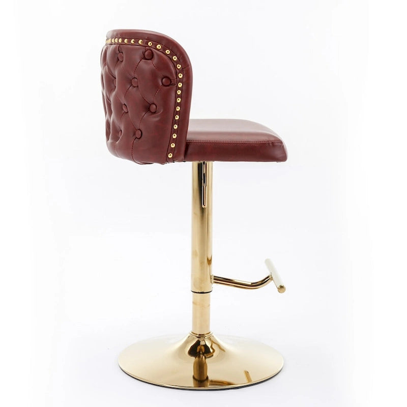 Tabouret de bar pivotant en similicuir avec dossier capitonné, lot de 2 (Gris foncé / Bourgogne / Beige / Marron / Noir)