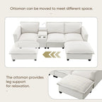 Canapé d'angle en chenille beige / beige et gris, 3-4 places