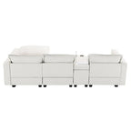 Canapé d'angle en chenille beige / beige et gris, 3-4 places