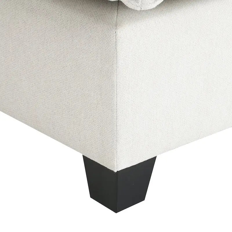 Canapé d'angle en chenille beige / beige et gris, 3-4 places