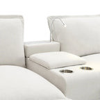 Canapé d'angle en chenille beige / beige et gris, 3-4 places