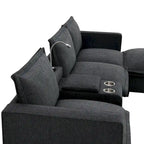 Canapé d'angle en chenille beige / beige et gris, 3-4 places
