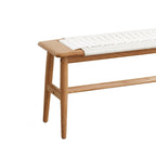 Banc en Chêne Blanc avec Assise en Rotin Tressé, 1 Place
