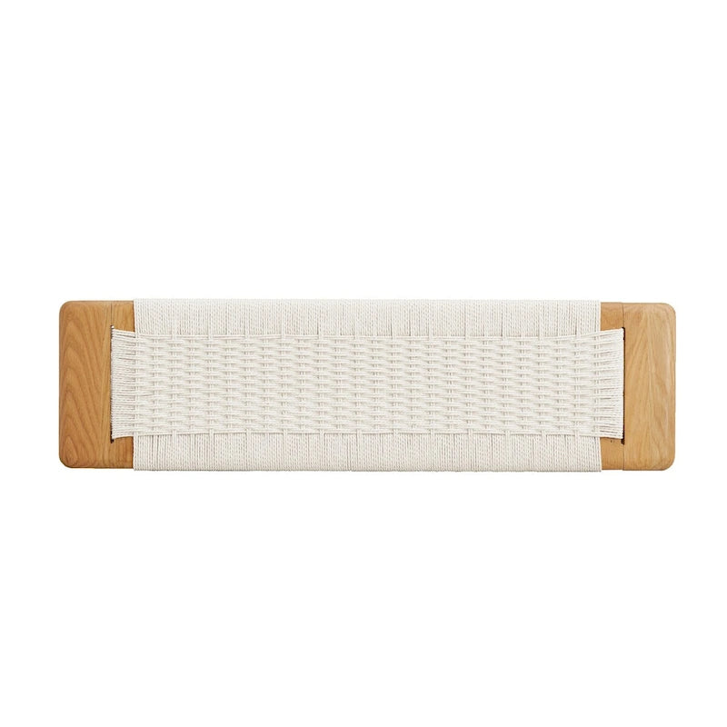Banc en Chêne Blanc avec Assise en Rotin Tressé, 1 Place