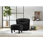 Fauteuil pivotant avec ottoman en velours côtelé blanc/jaune/vert/noir/gris, individuel