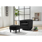 Fauteuil pivotant avec ottoman en velours côtelé blanc/jaune/vert/noir/gris, individuel